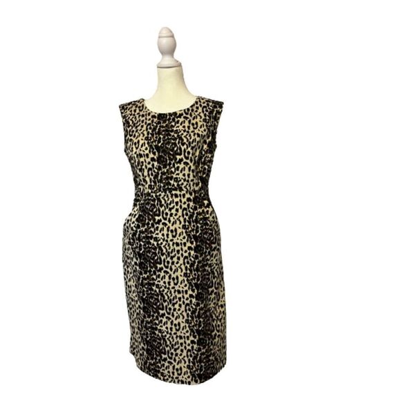 AGB Dress Black & Brown Leopard Print Sheath Dress Size 6 - Picture 3 of 7